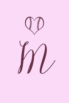 M: Name Monogram Initial M Softball 6x9" Lined Notebook/Journal Gift Idea For Girls, Women, School, College and Work