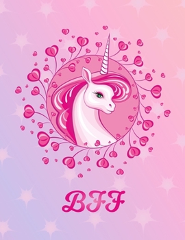 BFF: Unicorn Sheet Music Note Manuscript Notebook Paper | Magical Horse Personalized Letter B Initial Custom First Name Cover | Musician Composer ... Notepad Notation Guide | Compose Write Songs