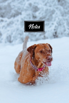 Vizsla Dog Pup Puppy Doggie Notebook Bullet Journal Diary Composition Book Notepad - Running Deep in Snow: Cute Animal Pet Owner Composition Book with 100 Dotted Dot Grid Paper Pages in 6” x 9” Inch
