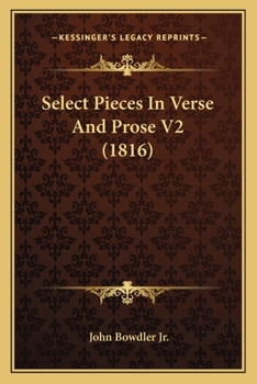 Paperback Select Pieces In Verse And Prose V2 (1816) Book