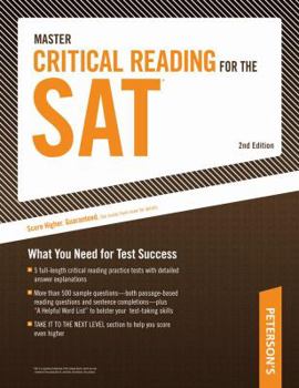 Paperback Peterson's Master Critical Reading for the SAT Book