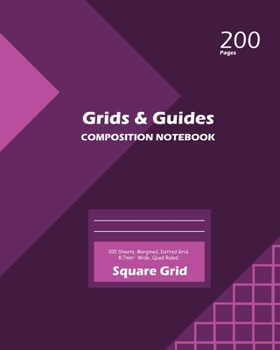 Grids and Guides Square Grid, Quad Ruled, Composition Notebook, 100 Sheets, Large Size 8 x 10 Inch Purple Cover