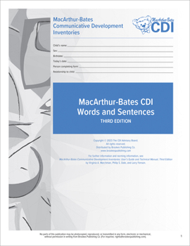 Paperback Macarthur-Bates Communicative Development Inventories (CDI) Words and Sentences Forms: 16-30 Months Book