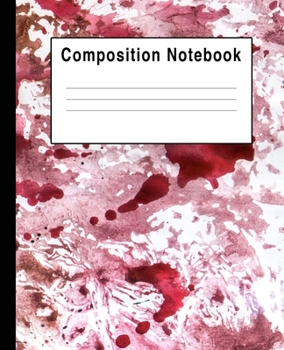 Paperback Composition Notebook: Red & White Watercolor Art Splats Book