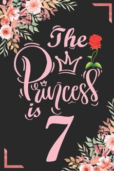 The Princess Is 7: 7th Birthday & Anniversary Notebook Flower Wide Ruled Lined Journal 6x9 Inch ( Legal ruled ) Family Gift Idea Mom Dad or Kids in Holidays - Marble & Red Love Flowers Cover