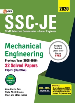 Paperback Ssc Je 2020: Mechanical Engineering - Previous Years Solved Papers (2008-19) Book