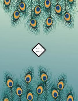 Paperback Notebook: Peacock feathers on green cover and Dot Graph Line Sketch pages, Extra large (8.5 x 11) inches, 110 pages, White paper Book