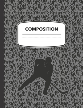 Paperback Composition: A Hockey Sport Composition Notebook, A Blank 8.5x11" Half Page Practice Writing Composition Notepad With Dashed Midlin Book