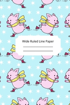 Cute Baby Pig Theme Wide Ruled Line Paper