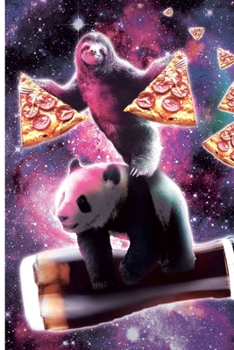 Paperback Space Sloth With Pizza On Panda Riding Cola Journal Notebook Book