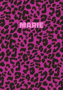 Marie: Personalized Pink Leopard Print Notebook (Animal Skin Pattern). College Ruled (Lined) Journal for Notes, Diary, Journaling. Wild Cat Theme Design with Cheetah Fur Graphic