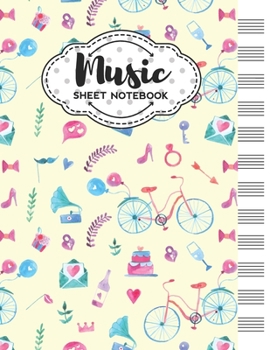 Paperback Music Sheet Notebook: Blank Staff Manuscript Paper with Wedding Themed Cover Design Book