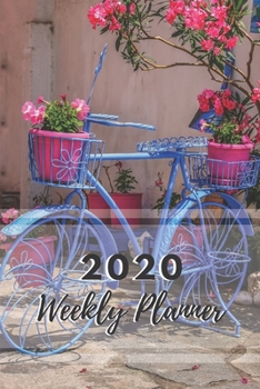 Paperback Weekly Planner: 52 week planner and month at a glance, Blue Bicycle with Basket and Pink Petunia Flowers Book