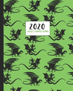 Paperback 2020 Weekly & monthly Planner: Cute cartoon dragon themed diary planner. Jan - December 2020. Feature packed with goal and habit tracking, contacts, Book