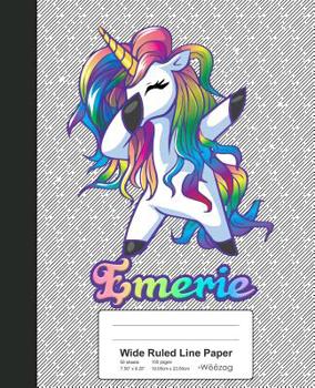 Paperback Wide Ruled Line Paper: EMERIE Unicorn Rainbow Notebook Book
