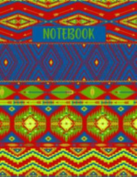 Paperback Notebook: Large Size College Ruled Wine Blue Tribal Retro Pattern Cover - Blank Lined Interior Book