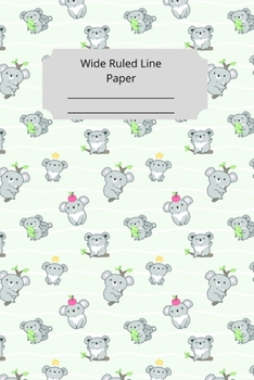 Cute Baby Koala Theme Wide Ruled Line Paper