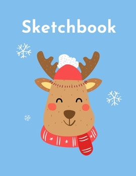Sketchbook: Cute Kawaii Holiday Reindeer Sketchpad: 100 Large 8.5" x 11" Blank White Pages