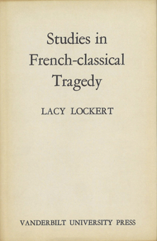 Hardcover Studies in French-Classical Tragedy Book