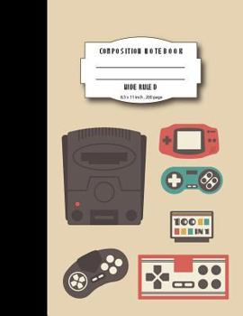 Composition notebook wide ruled 8.5 x 11 inch 200 page, Brown vintage gaming: Large composition book journal for school student/teacher/office