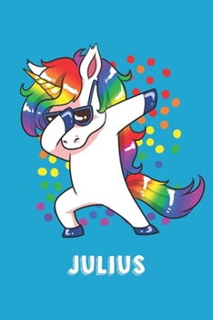Julius: Personalisiertes Design Notizbuch Einhorn 120 linierte Seiten – Perfekte Geschenkidee für die Schuhe oder Weihnachten mit Vornamen DIN A5 (himmelblau) (German Edition)