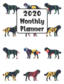 Paperback 2020 Monthly Planner: Saint Bernard Dog - 12 Month Planner Calendar Organizer Agenda with Habit Tracker, Notes, Address, Password, & Dot Gri Book