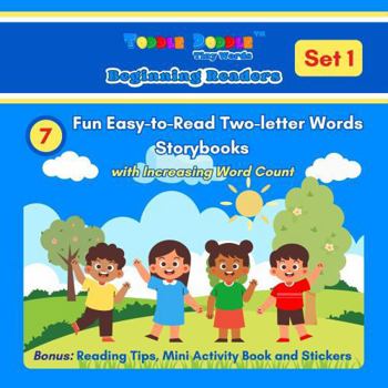 Paperback Toddle Doddle Tiny Words Beginning Readers Set 1: 7 Fun Easy-to-Read Two-letter Words Storybooks for Preschool and Kindergarten Book