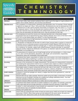 Paperback Chemistry Terminology (Speedy Study Guide) Book