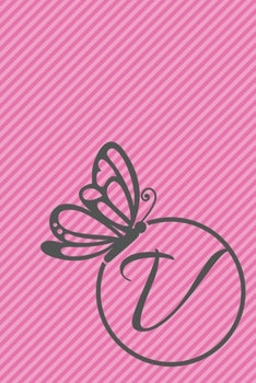 Paperback V: Initial V Monogram Notebook Journal Gift Circular Butterfly design Book
