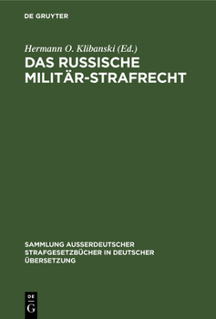 Hardcover Das Russische Militär-Strafrecht [German] Book