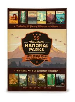 Hardcover 59 Illustrated National Parks - Hardcover: 100th Anniversary of the National Park Service Book