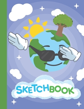 Paperback Sketchbook: Cute Blank Notebook for Sketching and Picture Space with Beautiful Dabbing Earth with Tropical Palm Trees, Unlined Pap Book