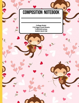 Paperback Composition Notebook College Ruled: Monkey 110 Pages Book