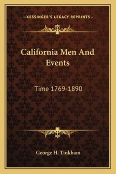 Paperback California Men And Events: Time 1769-1890 Book