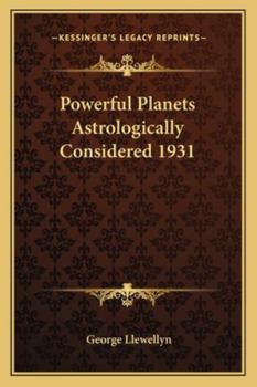 Paperback Powerful Planets Astrologically Considered 1931 Book