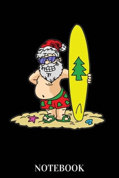 Paperback Notebook: Santa Claus Surfboard Book