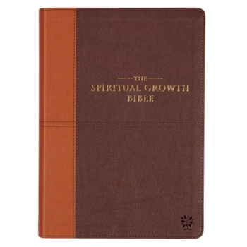 Imitation Leather The Spiritual Growth Bible, Study Bible, NLT - New Living Translation Holy Bible, Faux Leather, Chocolate Brown/Ginger Book