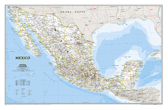 Map National Geographic Mexico Wall Map - Classic - Laminated (34.5 X 22.5 In) Book