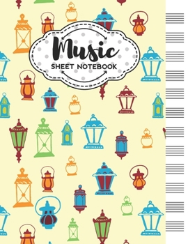 Music Sheet Notebook: Blank Staff Manuscript Paper with Street Lamps Themed Cover Design