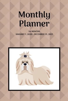 Monthly Planner: Shih-Tzu; 24 months; January 1, 2020 - December 31, 2021; 6" x 9"