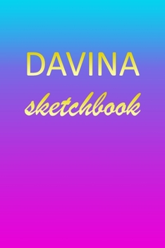 Paperback Davina: Sketchbook - Blank Imaginative Sketch Book Paper - Pink Blue Gold Custom Letter D Personalized Cover - Teach & Practic Book