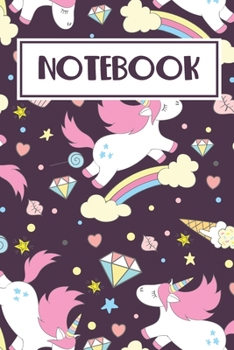 Paperback Notebook: Cute Unicorn Diamonds Horse and Pony Stars Heart Book