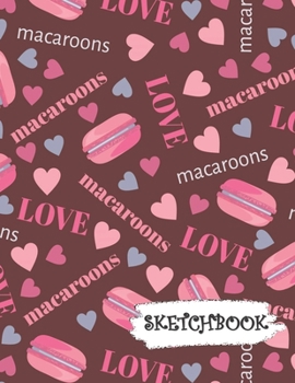 Sketchbook: Pink Love Macaroons with Hearts Fun Framed Drawing Paper Notebook