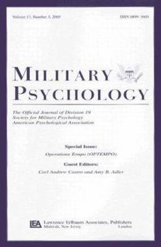 Paperback Operations Tempo (OPTEMPO): A Special Issue of Military Psychology Book