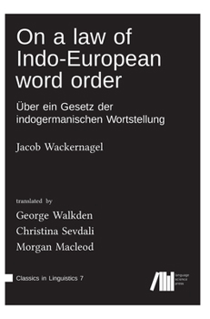 Hardcover On a law of Indo-European word order Book