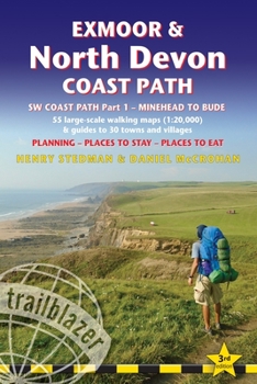 Paperback Exmoor & North Devon Coast Path: British Walking Guide: SW Coast Path Part 1 - Minehead to Bude: 55 Large-Scale Walking Maps (1:20,000) & Guides to 30 Book
