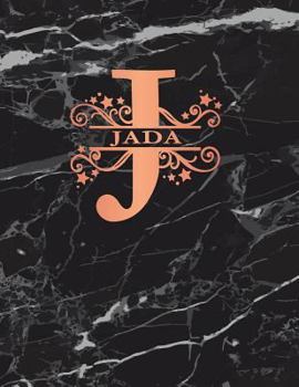 Paperback Jada: Personalized Sketchbook 8.5 X 11. Monogram Letter J Sketch Pad/Journal/Note Book. Black Marble & Rose Gold Cover. Dood Book