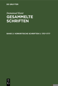 Hardcover Vorkritische Schriften II. 1757-1777 [German] Book