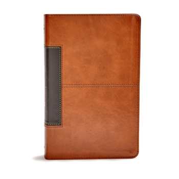 Imitation Leather CSB Single-Column Personal Size Bible, Tan/Black Leathertouch Book