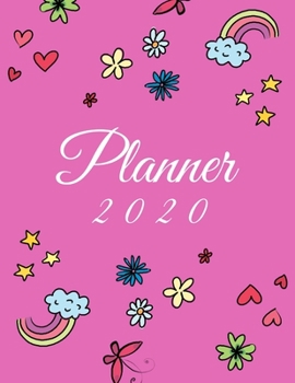 Paperback Planner 2020: gift girl Planner and calendar, Agenda, Page a Day 2020, Schedule Organizer Planner (2020 Diary Day Per Page)365 Day T Book